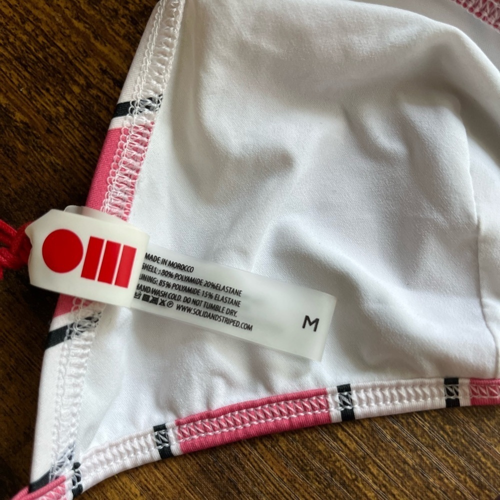 Solid & Striped The Lulu Top Cosmic Stripe Bikini Top NWT Size M Pink White - Picture 5 of 6